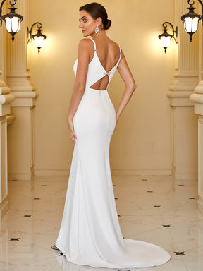 Robe de mariée sirène à bretelles minces et découpes à sequins