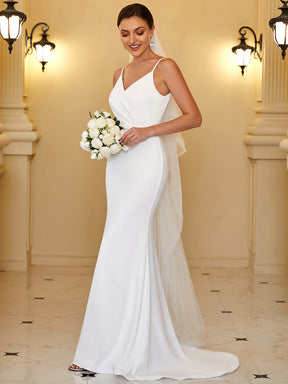 Robe de mariée sirène à bretelles minces et découpes à sequins