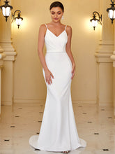 Robe de mariée sirène à bretelles minces et découpes à sequins #Couleur_Blanc