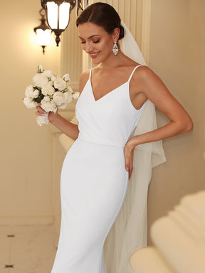 Robe de mariée sirène à bretelles minces et découpes à sequins
