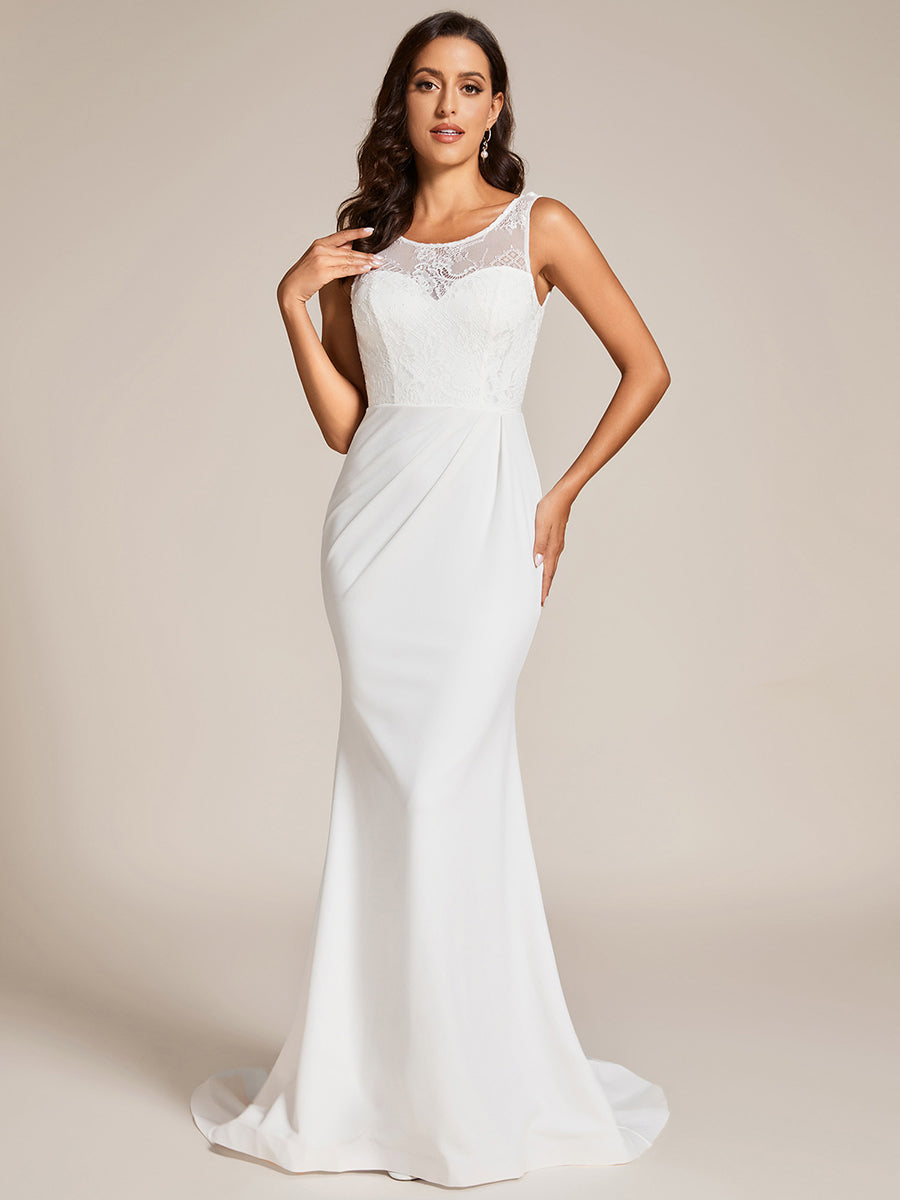 Taille personnalisée Robe de mariée sans manches avec corsage Dentelle #Couleur_Blanc