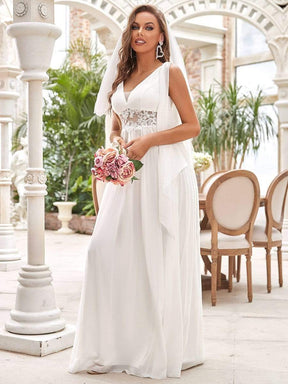 Taille personnalisée robe de mariée longue fendue avec appliques à col en V profond