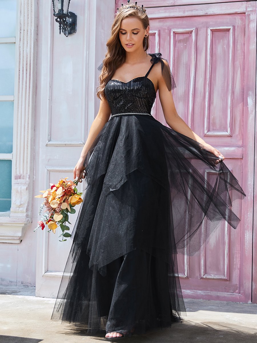 Robe de mariée longue sans manches à bretelles spaghetti chérie