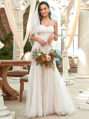 Robe de mariée sirène à bretelles spaghetti chérie