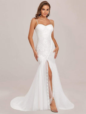 Taille personnalisée robe de mariée sirène à bretelles spaghetti chérie