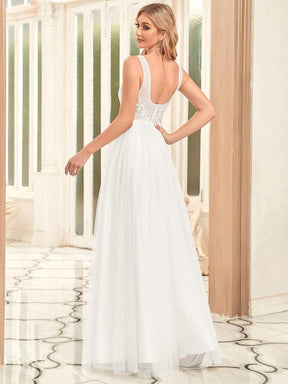 Robe de mariée sans manches avec appliques et dos bas