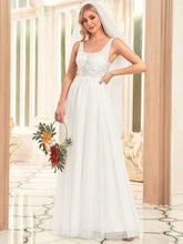 Robe de mariée sans manches avec appliques et dos bas #Couleur_Blanc