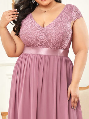 Robe de Mère de Mariée en Dentelle à Manches Courtes de Grande Taille