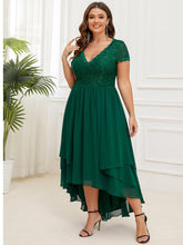 Robe de mère de la mariée à manches courtes avec rubans vintage Grande taille #Couleur_Vert Fonce