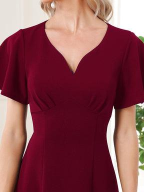 Robe Mère de la Mariée mi-longue à encolure en V et manches courtes