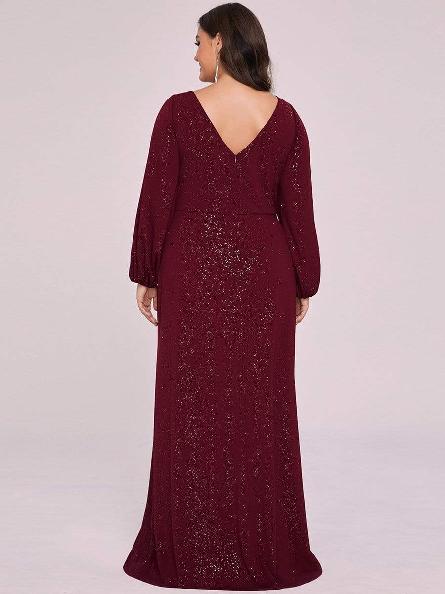 Maxi robes de mère de la mariée à sequins fendus et col en V