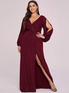 Maxi robes de mère de la mariée à sequins fendus et col en V