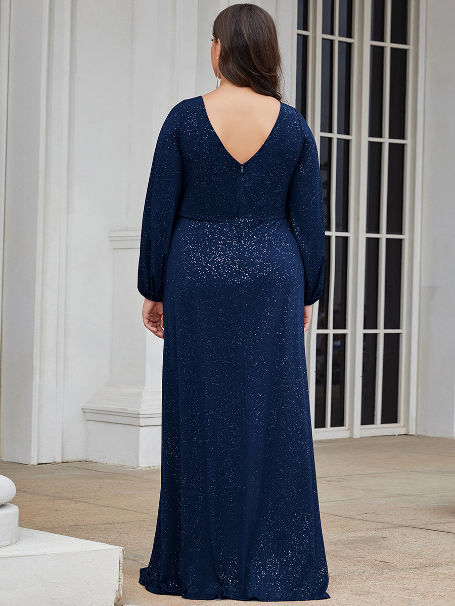 Maxi robes de mère de la mariée à sequins fendus et col en V