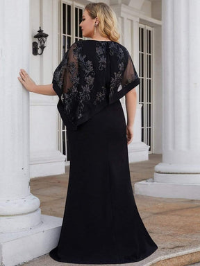 Robe de Mère de Mariée Asymétrique Cape Paillettes Grande Taille