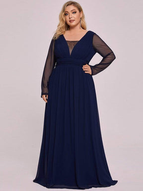 Robe de Mère de Mariée à Manches Longues et Col en V de Grande Taille