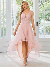 Robe de bal chic et élégante sans manches Ourlet haute basse #Couleur_Rose