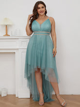 Robe de bal élégante Grande taille en tulle avec ceinture perlée #Couleur_Bleu Fume