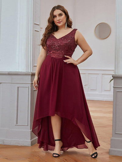 Robe de soirée grande taille élégante à paillette en mousseline