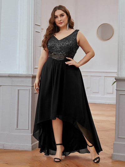 Robe de soirée grande taille élégante à paillette en mousseline