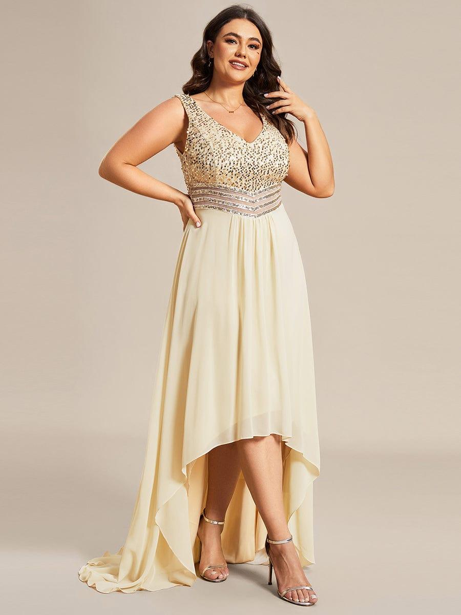 Robe de Soirée Grande Taille élégante à Paillette en Mousseline