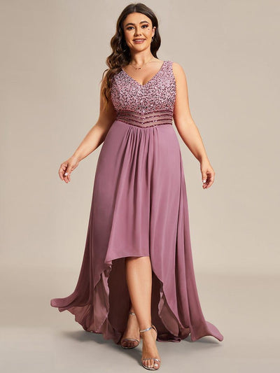 Robe de soirée grande taille élégante à paillette en mousseline