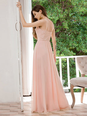 Robe Demoiselle d'Honneur Bretelles Spaghetti en Mousseline