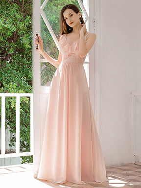 Robe Demoiselle d'Honneur Bretelles Spaghetti en Mousseline