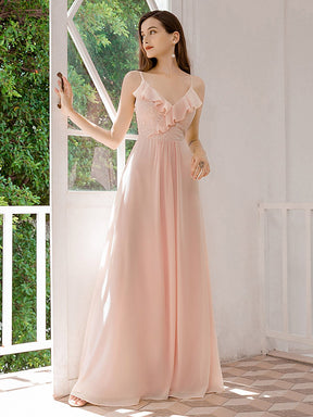 Robe Demoiselle d'Honneur Bretelles Spaghetti en Mousseline