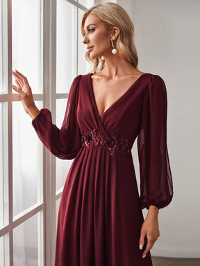 Taille personnalisée Robe de Soiree Longue Elegante Avec Lanterne en V Profond