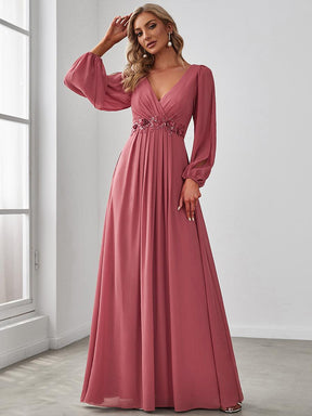 Taille personnalisée Robe de Soiree Longue Elegante Avec Lanterne en V Profond