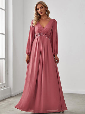 Taille personnalisée Robe de Soiree Longue Elegante Avec Lanterne en V Profond