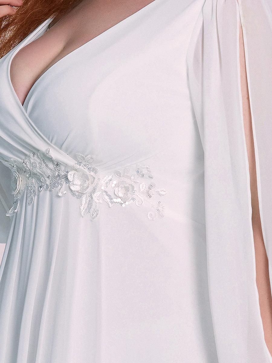 Robe Mère De La Mariée moderne Longue Elegante Avec Lanterne en V Profond #Couleur_Creme