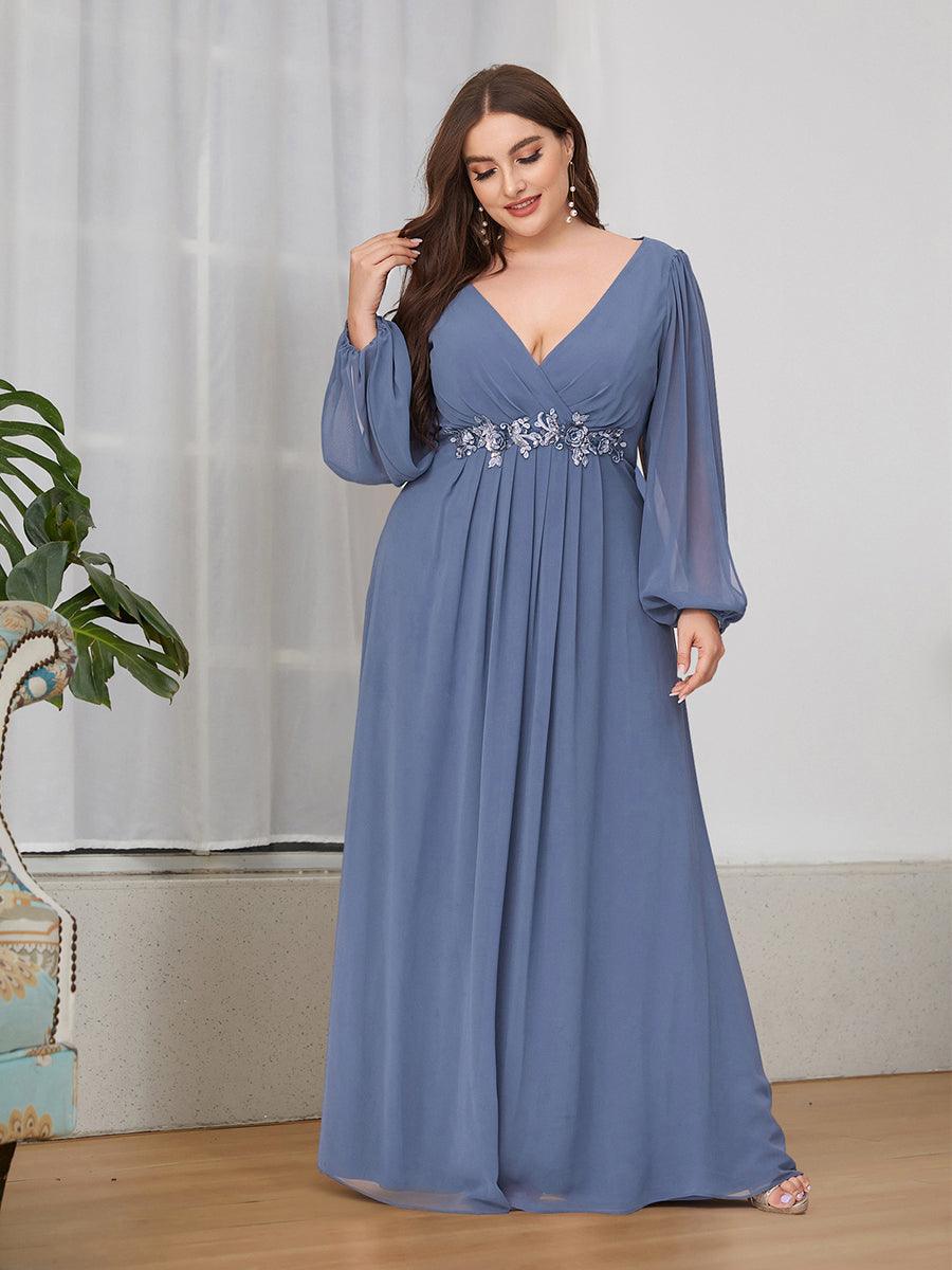 Taille personnalisée Robe de Soiree Longue Elegante Avec Lanterne en V Profond