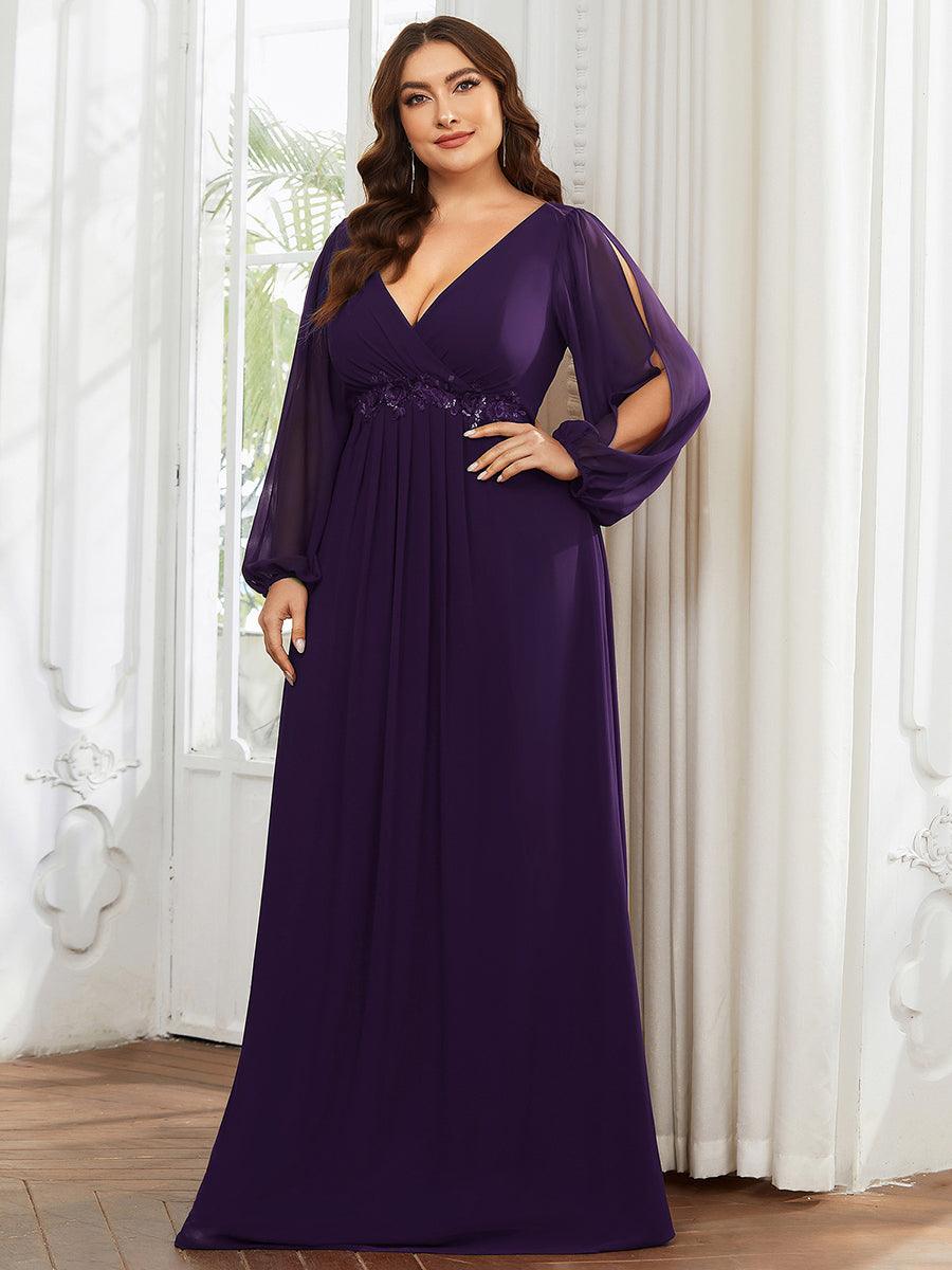 Taille personnalisée Robe de Soiree Longue Elegante Avec Lanterne en V Profond