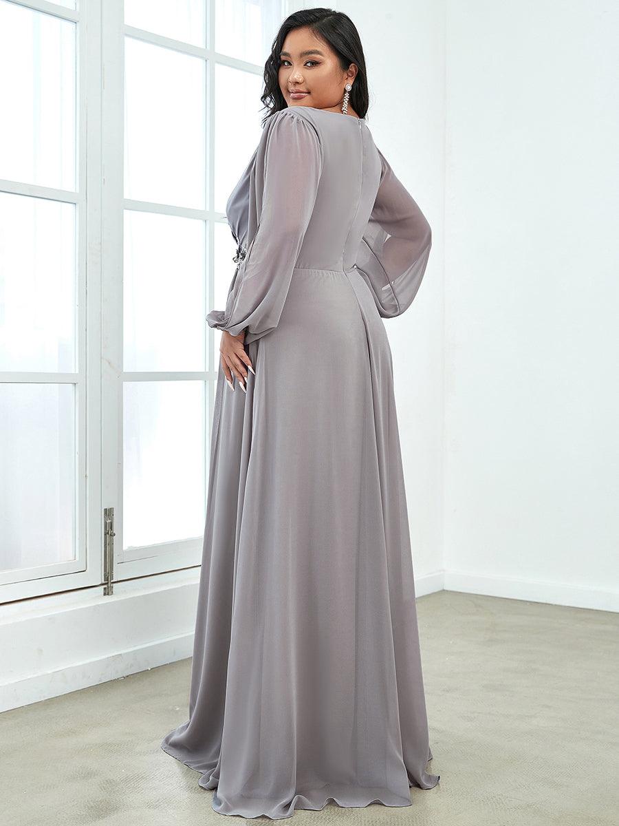 Taille personnalisée Robe de Soiree Longue Elegante Avec Lanterne en V Profond