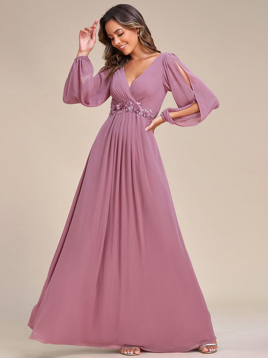 Taille personnalisée Robe de Soiree Longue Elegante Avec Lanterne en V Profond