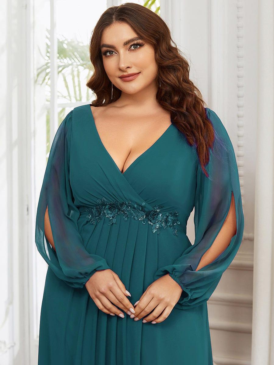 Taille personnalisée Robe de Soiree Longue Elegante Avec Lanterne en V Profond