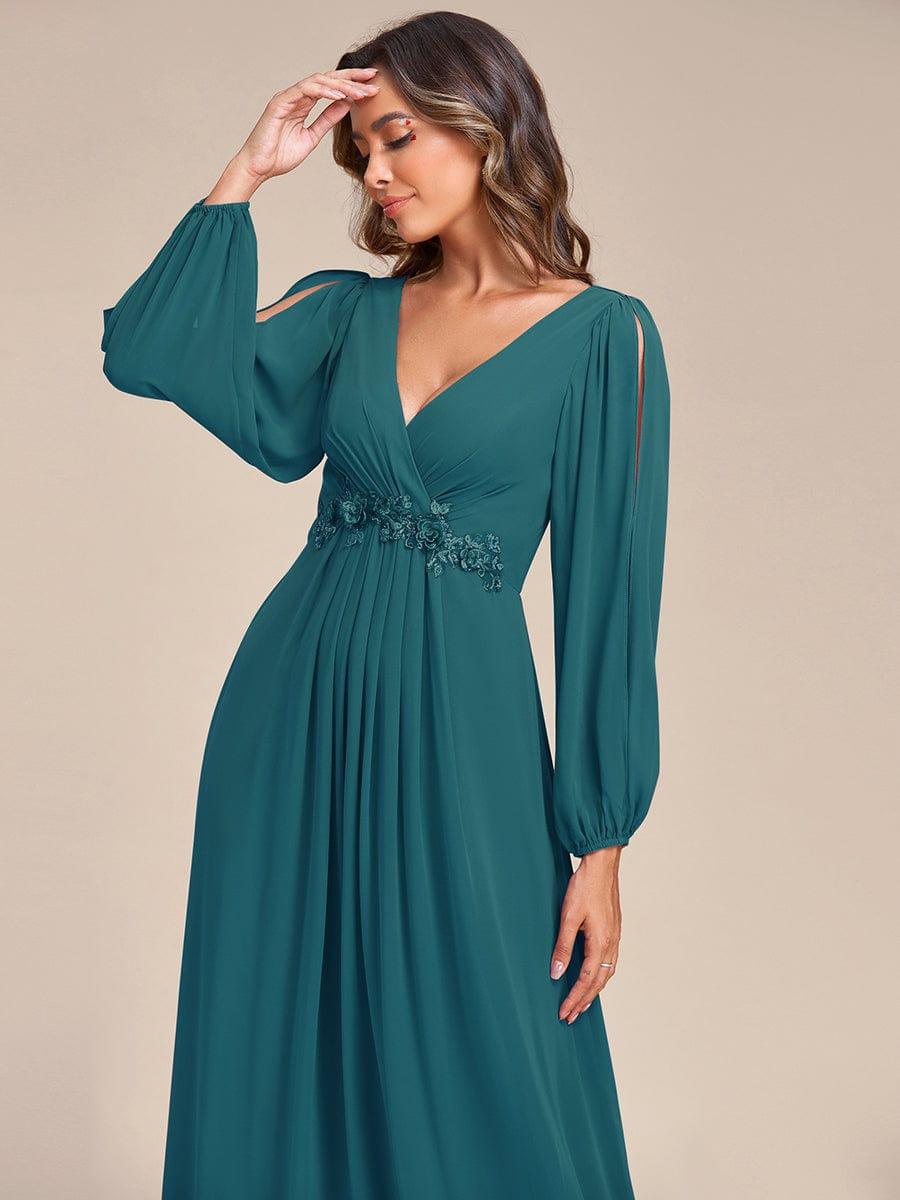 Taille personnalisée Robe de Soiree Longue Elegante Avec Lanterne en V Profond