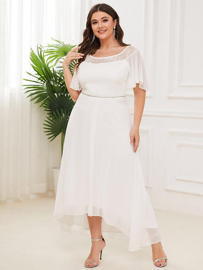 Robe mi-longue trapèze décontractée à encolure bateau pour femmes de grande taille avec ourlets asymétriques(Vente finale)