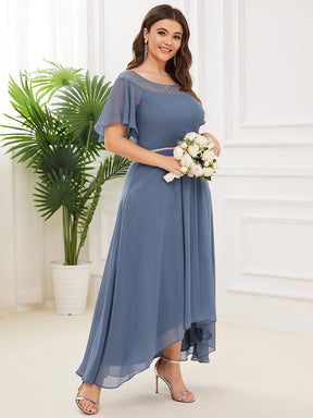 Robe mi-longue trapèze décontractée à encolure bateau pour femmes de grande taille avec ourlets asymétriques