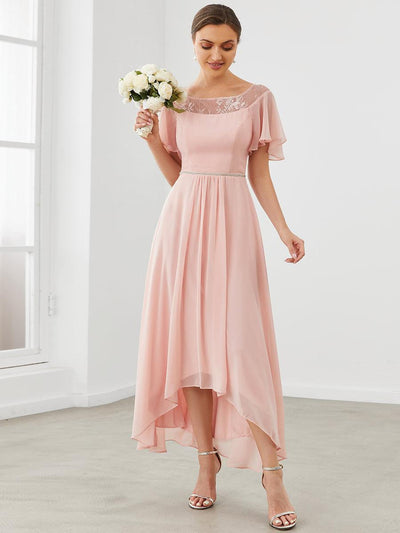 Robe de Loisirs Mi-Longue Trapèze à Col Bateau avec Taille Haute(Vente finale)