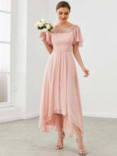 Robe de Loisirs Mi-Longue Trapèze à Col Bateau avec Taille Haute #Couleur_Rose