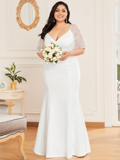 pretty SLOANE|Robe de soirée grande taille sirène moulante sexy à manches évasée