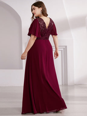 Robe de Soirée Longue Chiffon à Sequins avec Taille Empire