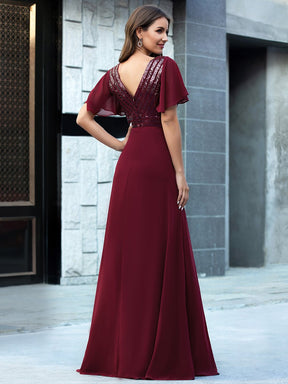 Robe de Soirée Longue Chiffon à Sequins avec Taille Empire