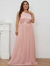 Robe Demoiselle d'Honneur Grande Taille avec Dos en V et Dentelle #Couleur_Rose