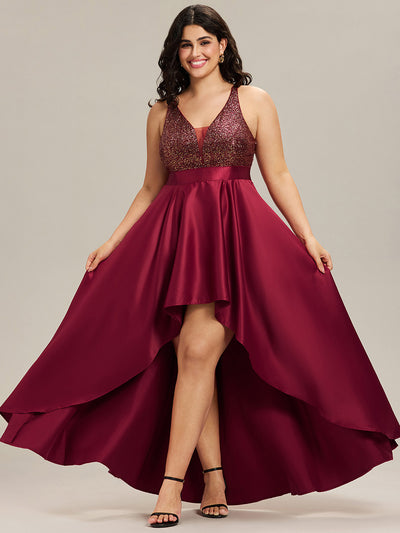 pretty ALYNA|Robe de Bal Grande Taille Scintillante Sexy avec Dos Nu et Ourlet Irrégulier
