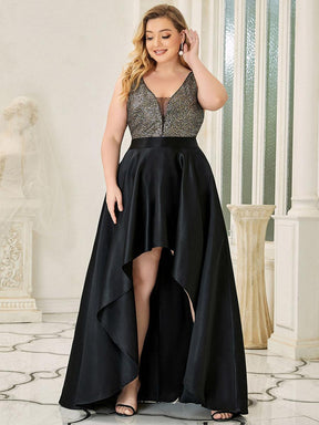 Robe de Bal Grande Taille Scintillante Sexy avec Dos Nu et Ourlet Irrégulier