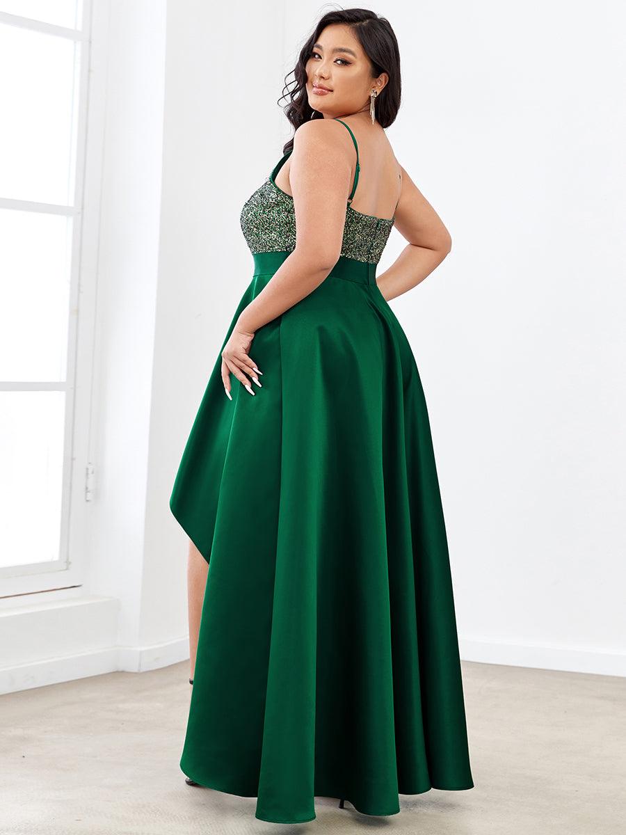 Taille personnalisée Robe de Bal Scintillante Sexy avec Dos Nu #Couleur_Vert Fonce