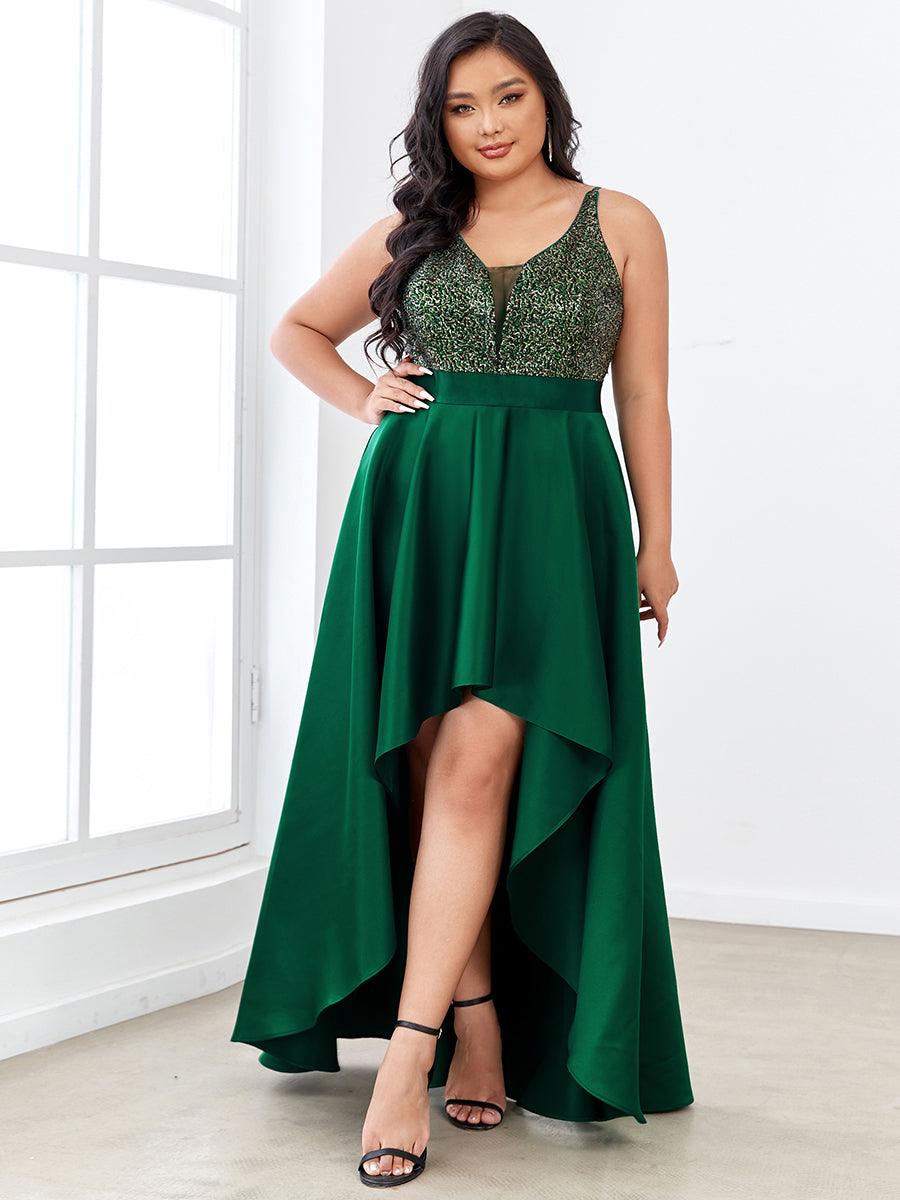 Taille personnalisée Robe de Bal Scintillante Sexy avec Dos Nu #Couleur_Vert Fonce